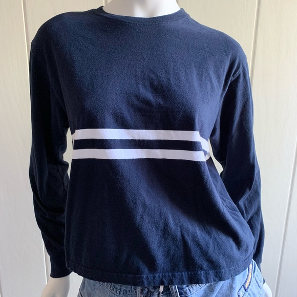 John Galt Navy + White Striped Cotton Long Sleeve - Picture 2 of 9
